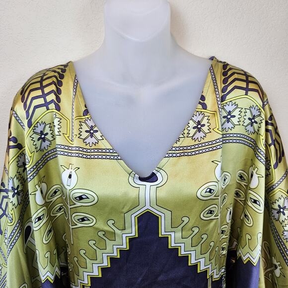 Mara Hoffman Y2K Silk Dress Shift Kimono Mini Short Art Deco Designer Womens M - Picture 3 of 16